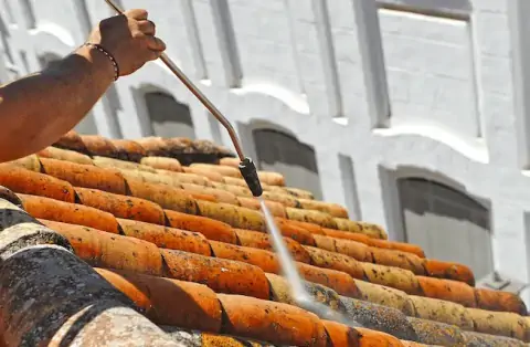 Démoussage de toiture au Gué d'Alléré